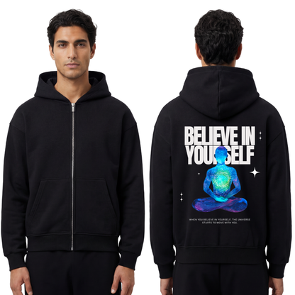 BELIEVE IN YOURSELF - Oversized Zipper Hoodie