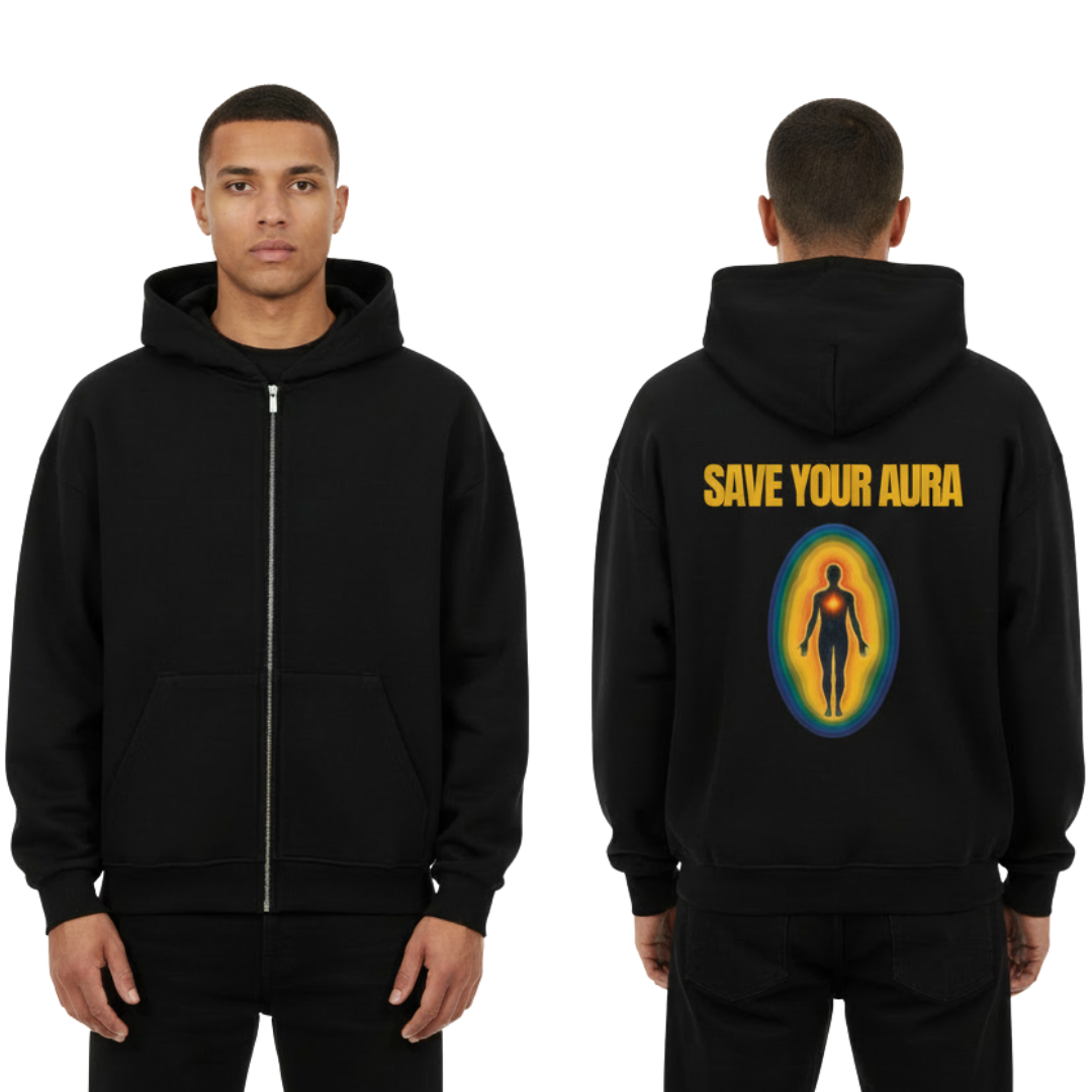 SAVE YOUR AURA - Oversized Zipper Hoodie