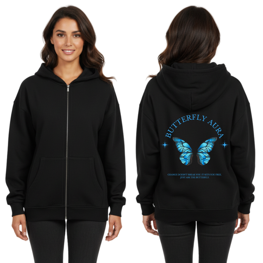BUTTERFLY AURA - Oversized Zipper Hoodie