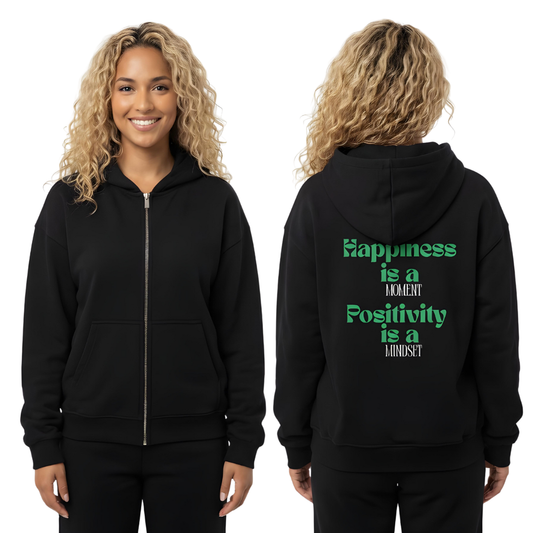 HAPPINESS - Oversized Zipper Hoodie